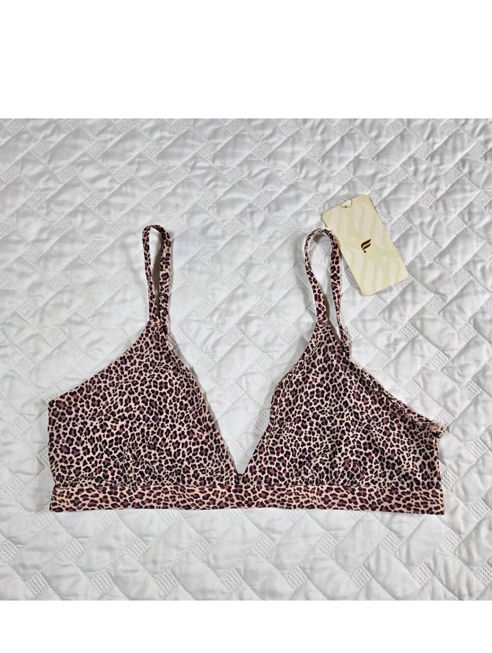 Fabletics Naked Feel Triangle Bralette XXL 14-16 Dusty Rosette Leopard Spot NWT
